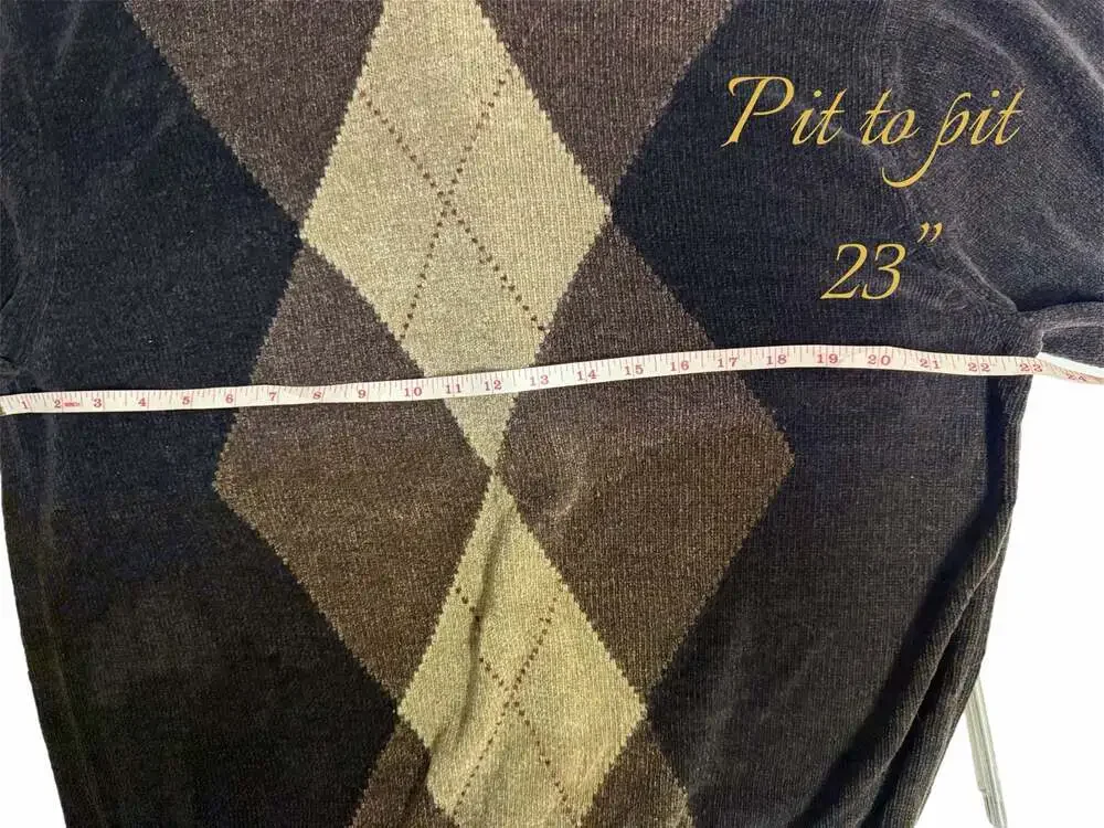 Vintage Y2K Dockers Argyle Plush Knit Sweater Men’s XL Brown Black Tan